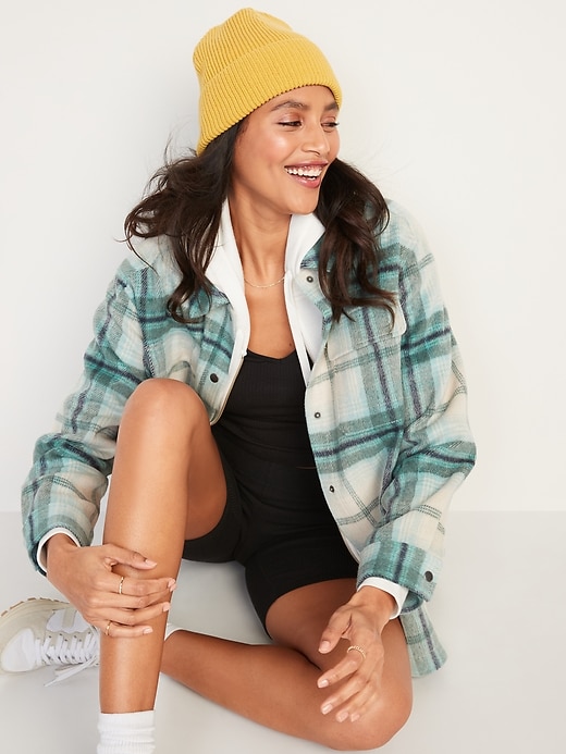 Image number 3 showing, Transitional Plaid Utility Shacket for Women