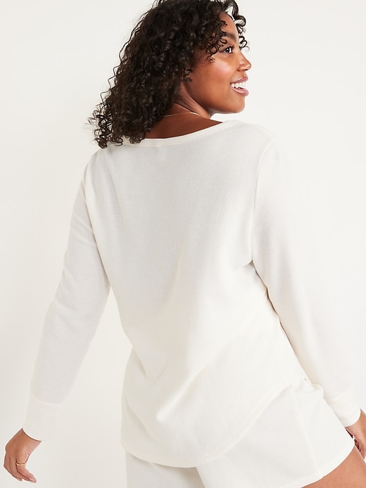 Image number 2 showing, Long-Sleeve Thermal-Knit Henley Pajama T-Shirt