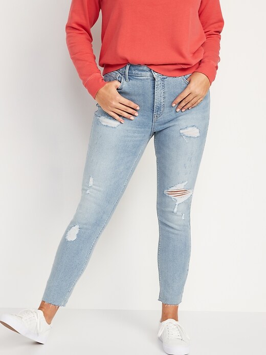 Old Navy High-Waisted Rockstar Super Skinny Ripped Cut-Off Jeans for Women. 1