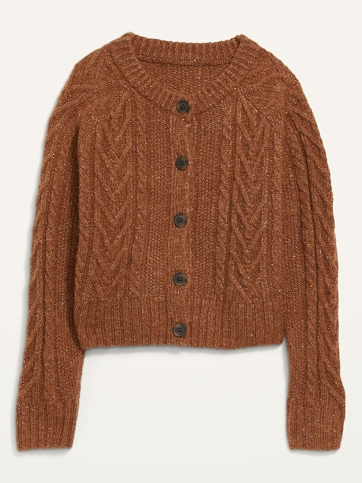 Image number 1 showing, Cropped Cable-Knit Cardigan Sweater