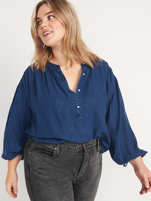 Long-Sleeve Embroidered Jean Poet Blouse for Women | Old Navy
