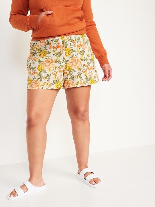 Image number 1 showing, High-Waisted Soft-Woven Pajama Shorts for Women -- 4-inch inseam