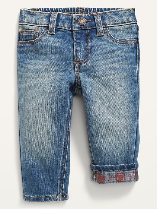View large product image 1 of 3. Unisex Built-In Warm Straight Jeans for Baby