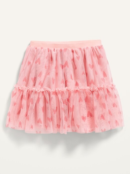 View large product image 1 of 2. Ruffle-Tiered Heart-Print Tulle Skirt for Toddler Girls
