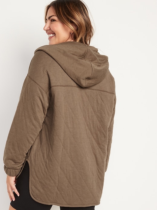 Image number 2 showing, Quilted Quarter-Zip Tunic Hoodie for Women