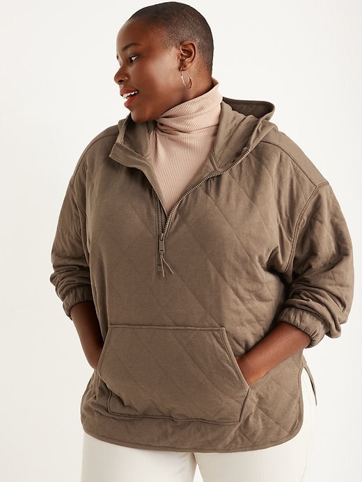 Image number 7 showing, Quilted Quarter-Zip Tunic Hoodie for Women