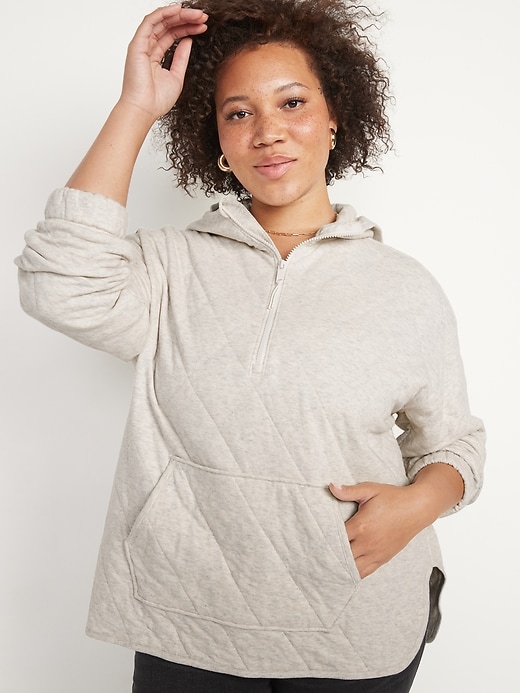 Old Navy Quilted Quarter-Zip Tunic Hoodie for Women. 1