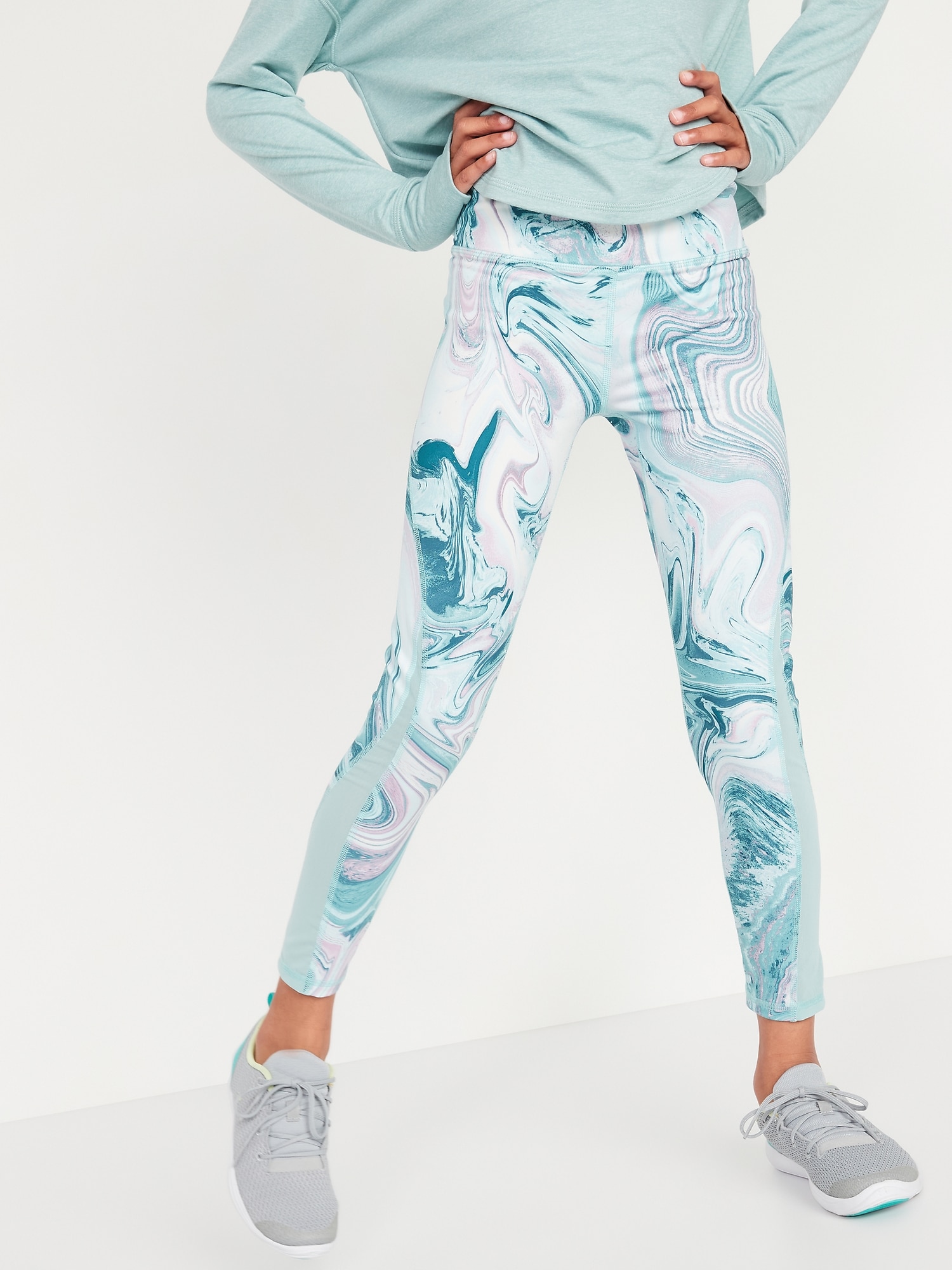 High-Waisted PowerPress Mesh-Paneled 7/8-Length Performance