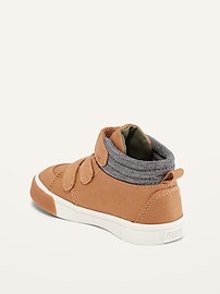 View large product image 3 of 4. Unisex Triple-Strap High-Top Canvas Sneakers for Toddler