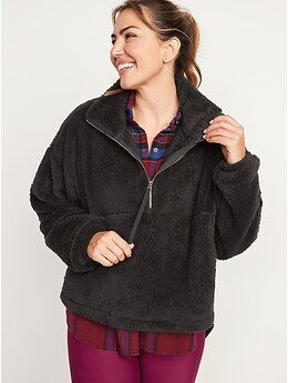 womens grey sherpa pullover