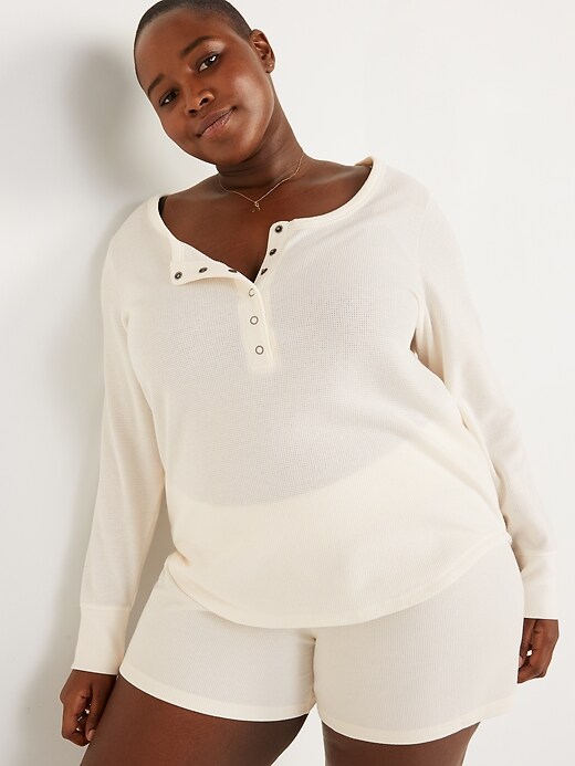 Image number 6 showing, Long-Sleeve Thermal-Knit Henley Pajama T-Shirt