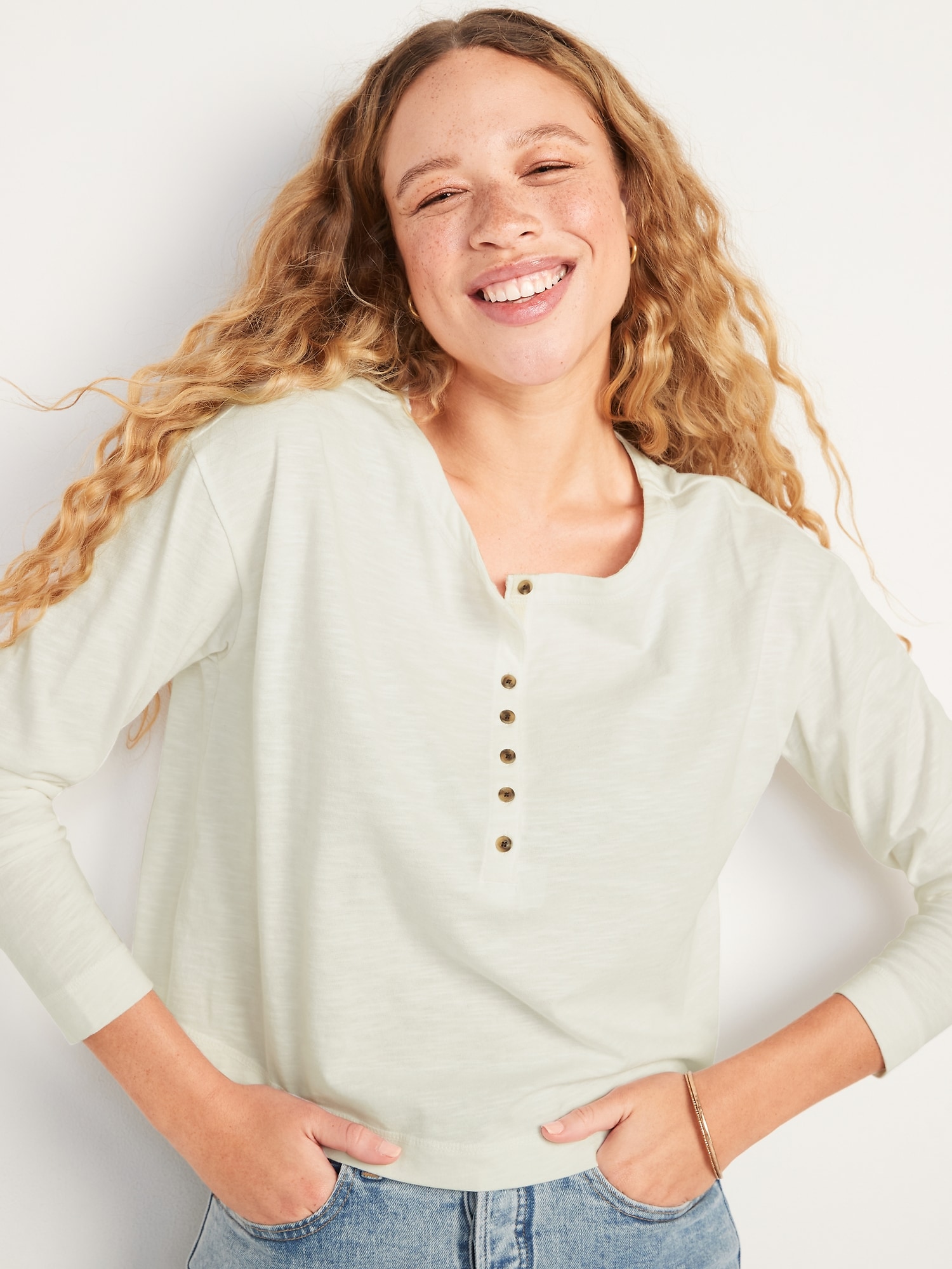 LongSleeve Easy Henley TShirt for Women Old Navy