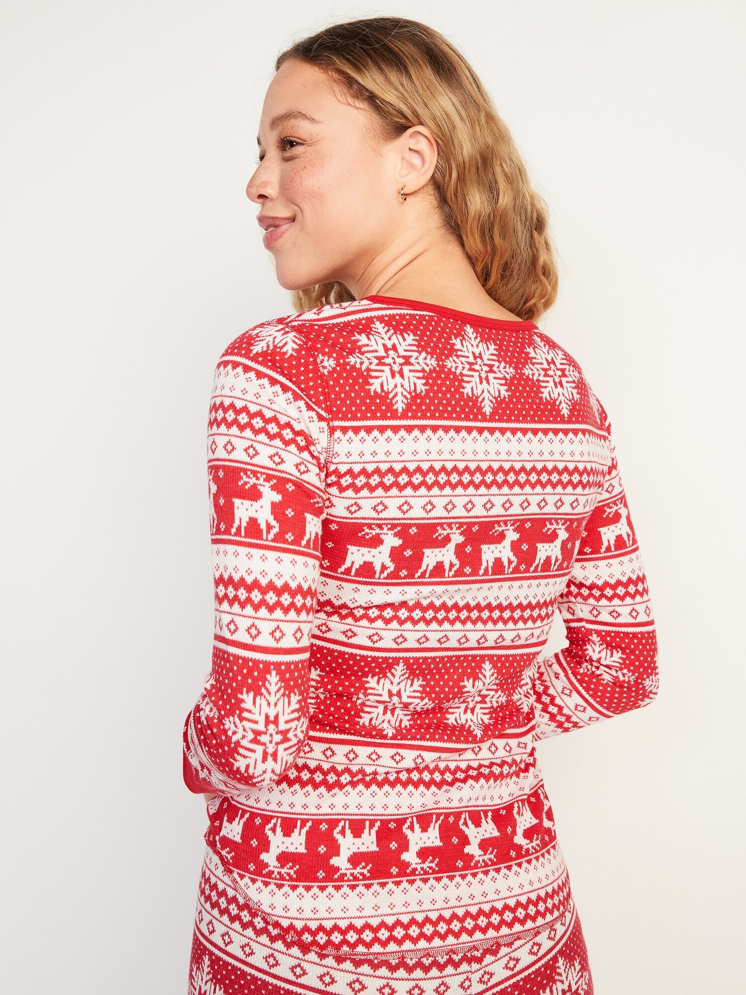 Matching Printed ThermalKnit LongSleeve Pajama Top for Women Old Navy