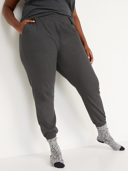 Image number 7 showing, High-Waisted Thermal-Knit Jogger Pajama Pants