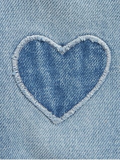 andmary heart stitch denim navy blue Unisex Slouchy Straight