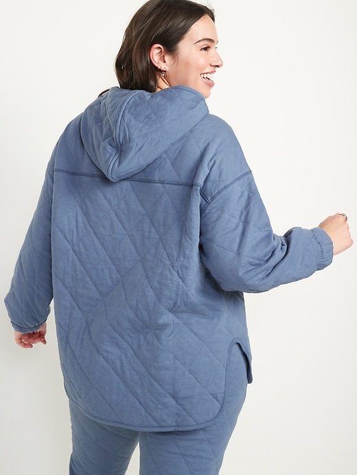 Image number 2 showing, Quilted Quarter-Zip Tunic Hoodie