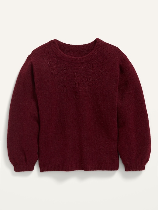 Pointelle Pullover Sweater for Toddler Girls