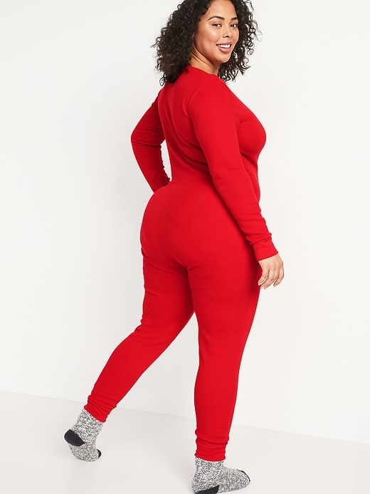 Image number 8 showing, Matching Printed Thermal-Knit One-Piece Pajamas for Women