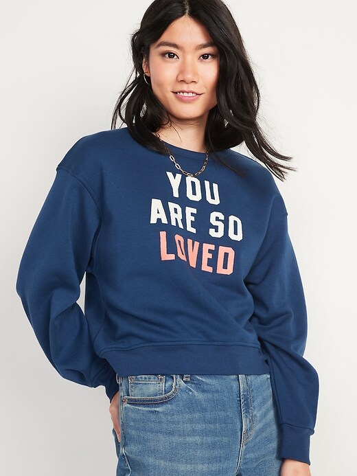 Image number 8 showing, Crew-Neck Cropped Sweatshirt for Women