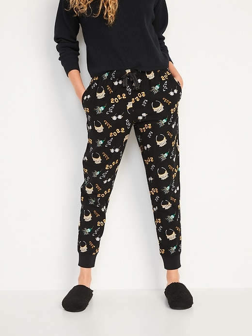 Image number 5 showing, Matching Printed Flannel Jogger Pajama Pants for Women