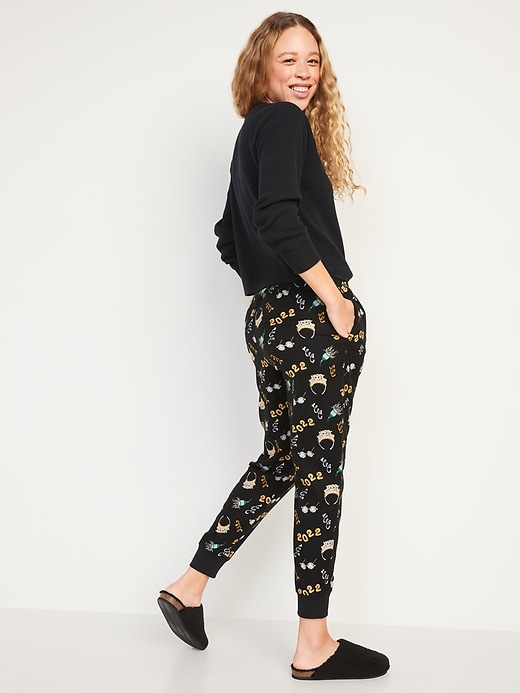 Image number 6 showing, Matching Printed Flannel Jogger Pajama Pants for Women