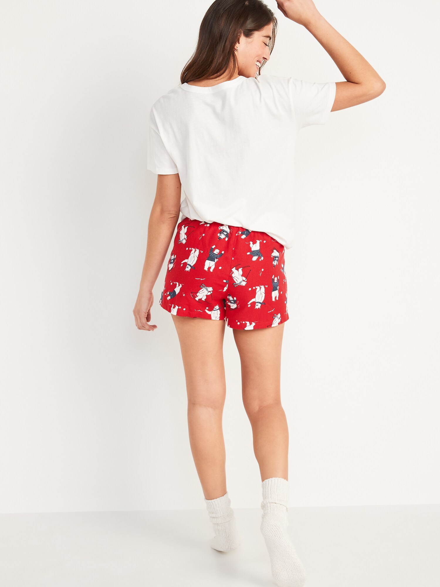 Ladies Topshop Pyjamas Size 10 White T Shirt Red Check Shorts