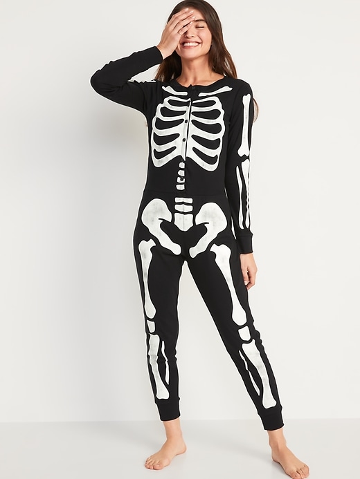 Image number 5 showing, Matching Halloween Graphic One-Piece Pajamas
