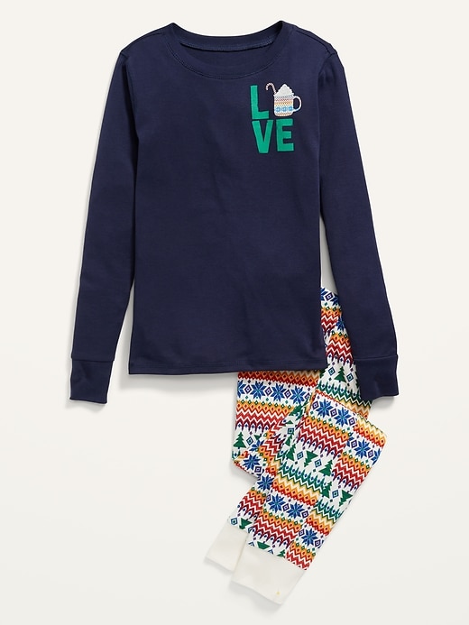 View large product image 1 of 4. Matching Holiday Graphic Gender-Neutral Snug-Fit Pajama Set For Kids