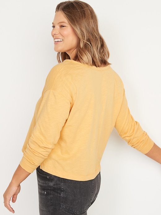 Image number 2 showing, Long-Sleeve Easy Henley T-Shirt for Women