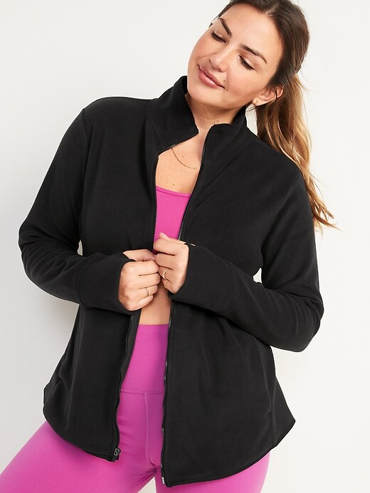 Image number 1 showing, Microfleece Mock-Neck Zip-Front Jacket for Women