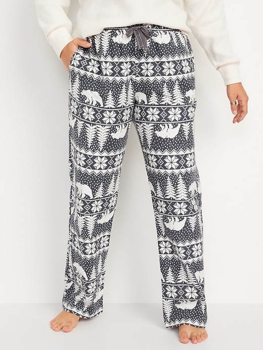 Image number 1 showing, Matching Printed Flannel Pajama Pants for Women