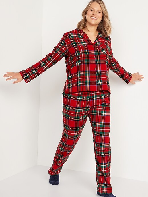 Image number 1 showing, Matching Printed Flannel Pajama Set for Women
