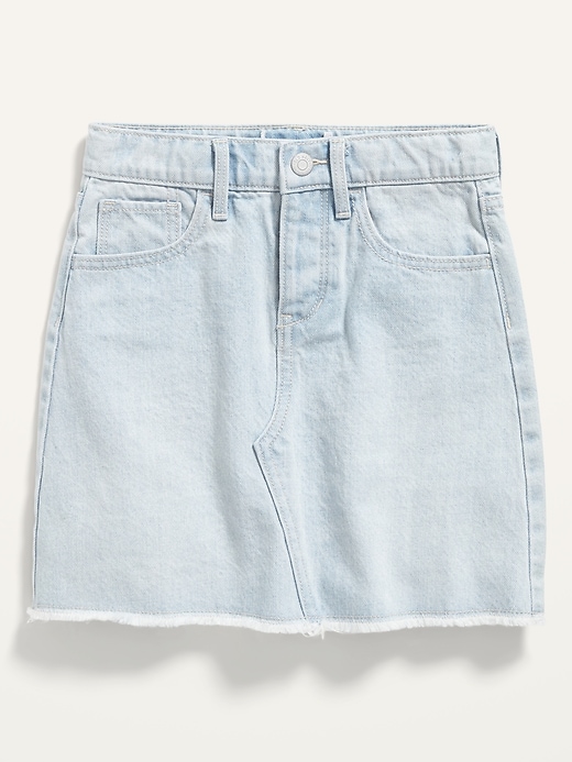 View large product image 1 of 2. High-Waisted Light-Wash Cutoff Jean Skirt for Girls