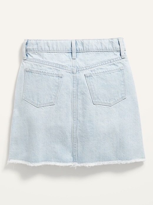 View large product image 2 of 2. High-Waisted Light-Wash Cutoff Jean Skirt for Girls