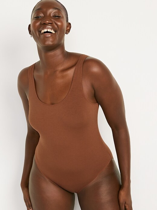 Image number 1 showing, Sleeveless Supima&#174 Cotton-Blend Bodysuit