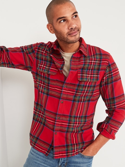 View large product image 1 of 1. Regular-Fit Patterned Flannel Shirt