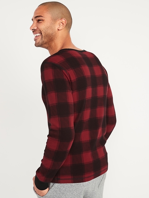 Image number 2 showing, Plaid Thermal-Knit Long-Sleeve T-Shirt