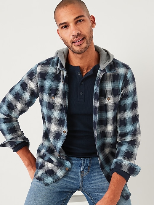 2-in-1 Plaid Flannel Shirt Hoodie for Men | Old Navy