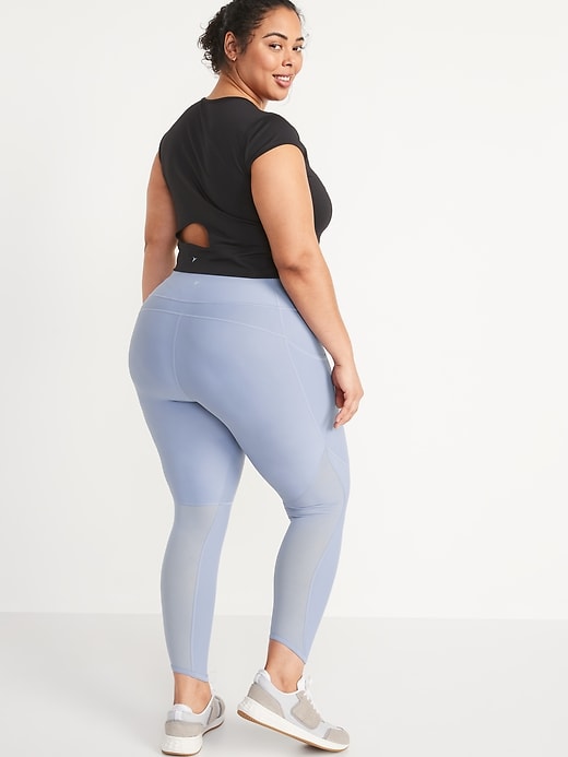 Image number 8 showing, High-Waisted PowerSoft Mesh-Paneled 7/8-Length Leggings for Women