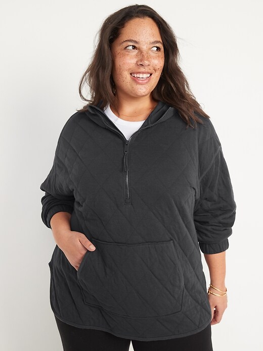 Image number 7 showing, Quilted Quarter-Zip Tunic Hoodie