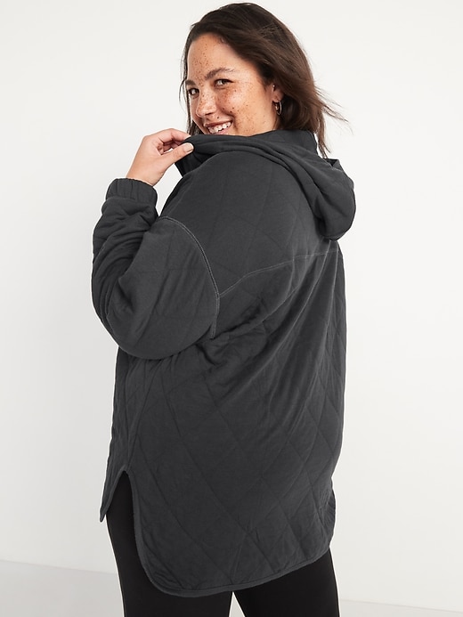Image number 8 showing, Quilted Quarter-Zip Tunic Hoodie