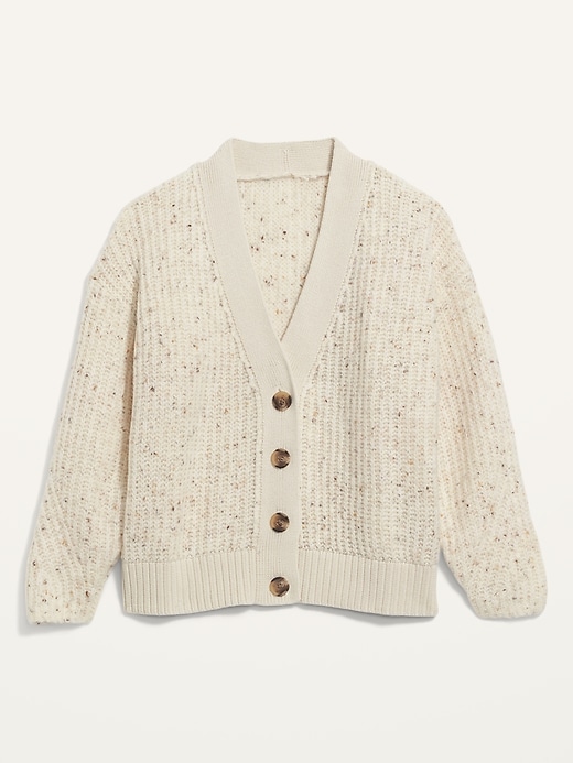 Image number 4 showing, Cozy Shaker-Stitch Button-Front Speckled Cardigan Sweater for Women
