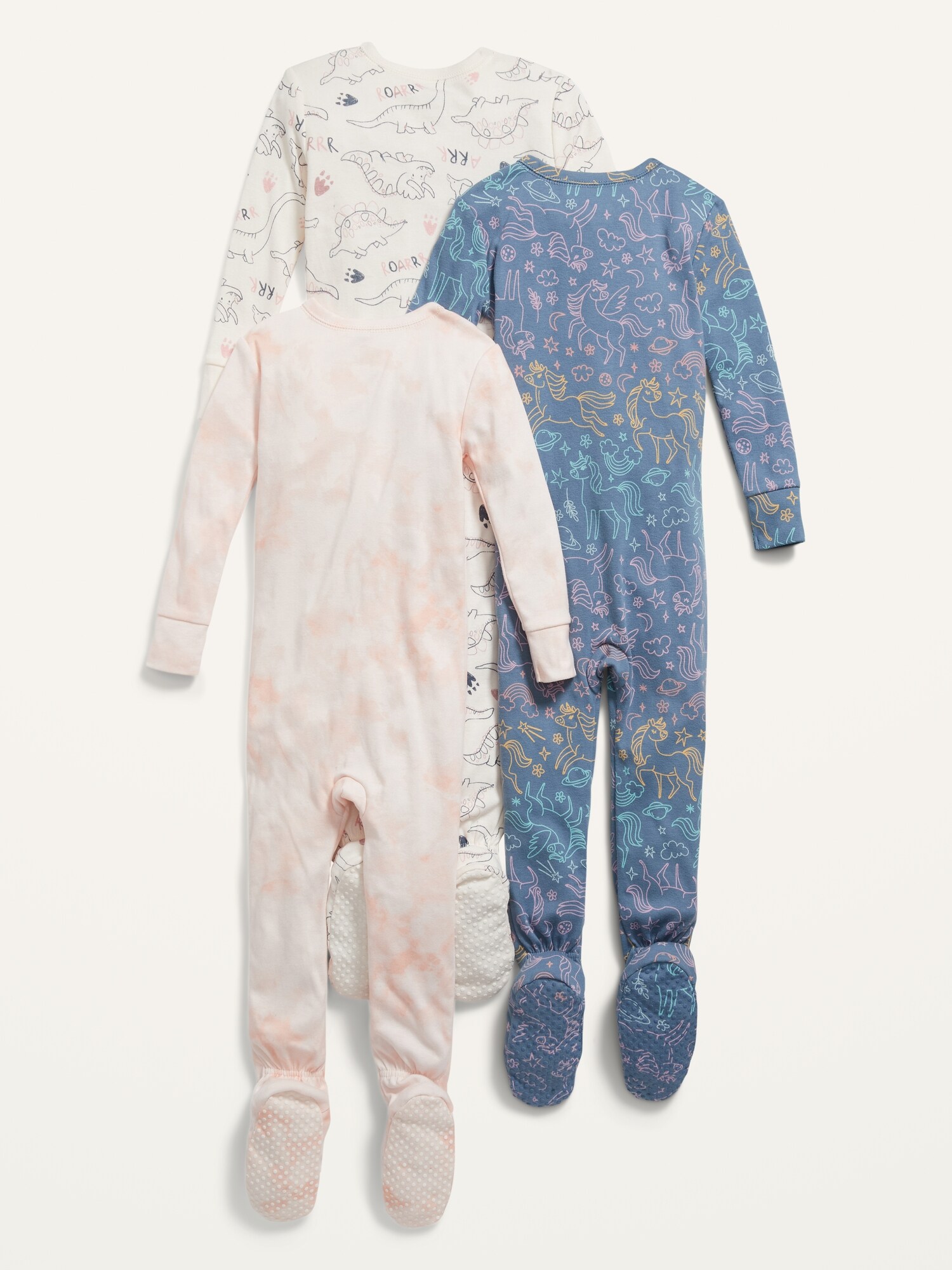 Unisex 2WayZip Sleep & Play Footed Pajama OnePiece 3Pack for