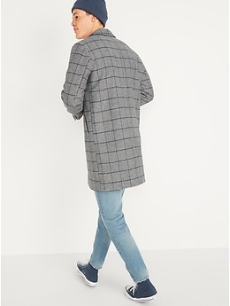 Oversized Soft-Brushed Patterned Topcoat for Men