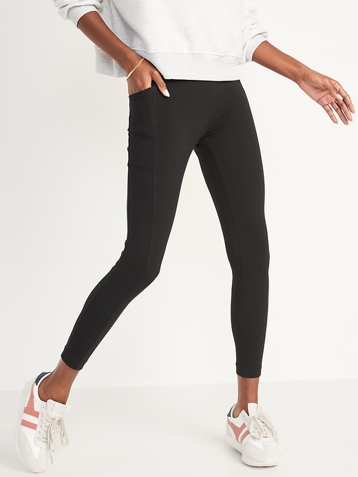 View large product image 1 of 4. High-Waisted Side-Pocket 7/8-Length Leggings For Women