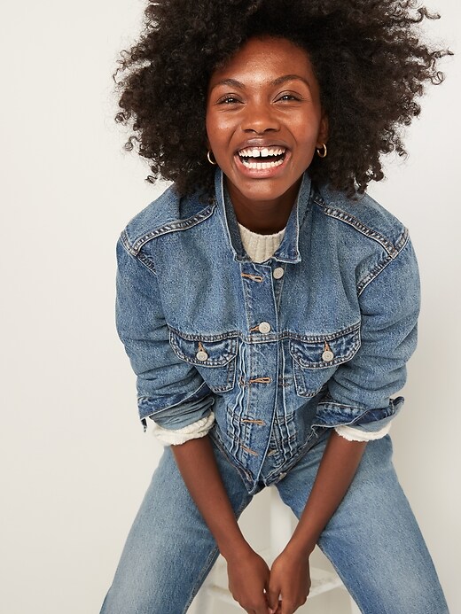 Cropped Medium-Wash Jean Jacket for Women | Old Navy