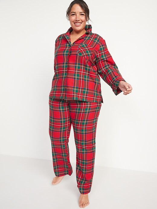 Image number 7 showing, Matching Printed Flannel Pajama Set for Women