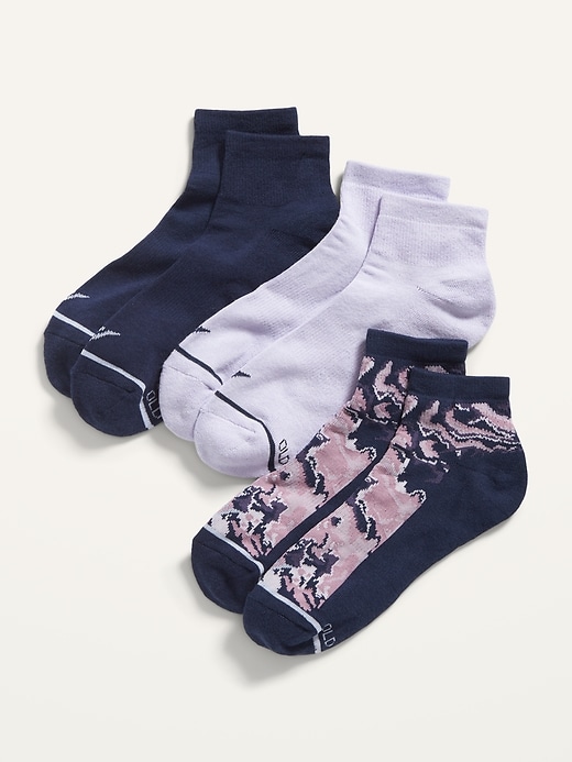 View large product image 2 of 2. Athletic Low Quarter Crew Socks 3-Pack For Women