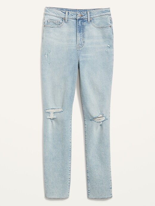 Image number 4 showing, Higher High-Waisted O.G. Straight Ripped Cut-Off Jeans for Women