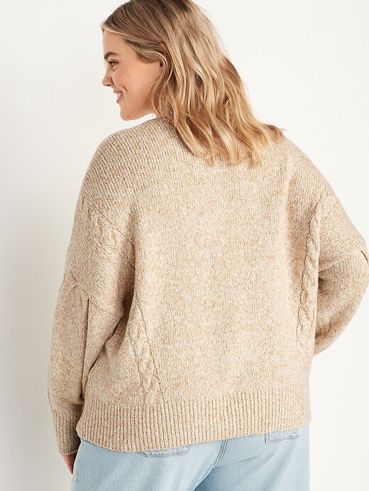 Image number 8 showing, Mock-Neck Heathered Cable-Knit Sweater